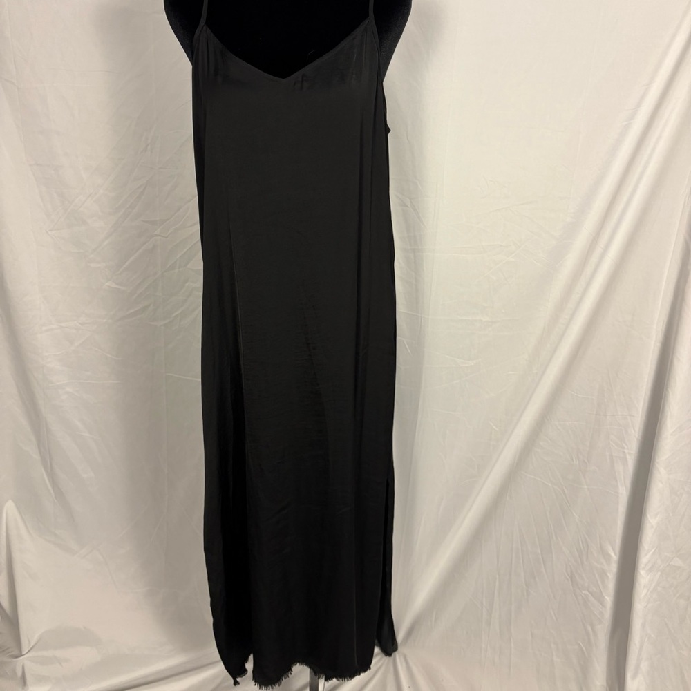 Aerie Black Midi Dress Spaghetti Straps and Fringe Detail Sz L
